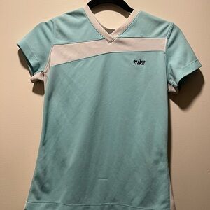 Nike Aqua and White V-Neck Tee